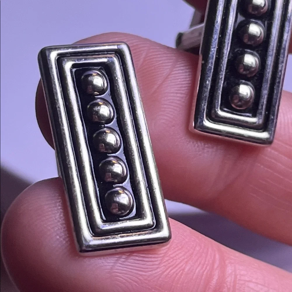 Vintage Swank mid century modernist silver tone cufflinks
